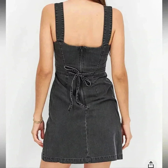 ASOS Black Soft Denim Overall Skirt Dress Cotton EUC Size 10 - Picture 3 of 15